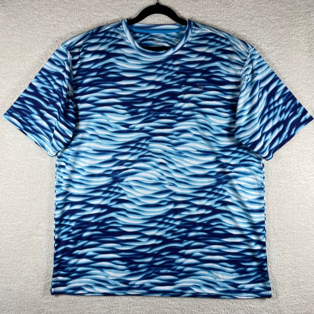 reel legends freeline fishing performance tee mens L waves aop sweat wicking